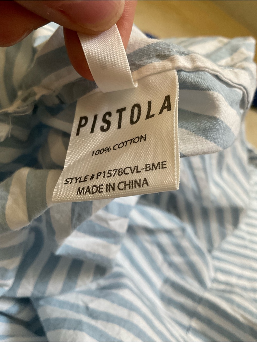 pistola Blue and White Striped Smocked Neck Top - Picture 4 of 6